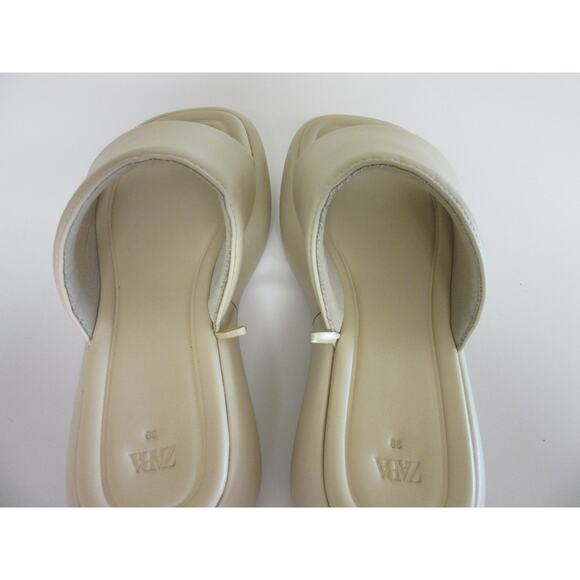 ZARA Beige Platform 39 Slip On Slides Open Toe Sandals - Picture 6 of 9